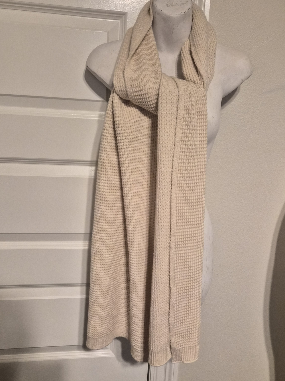 Anthropologie The Elsie Waffle-Knit Scarf NWOT Beige